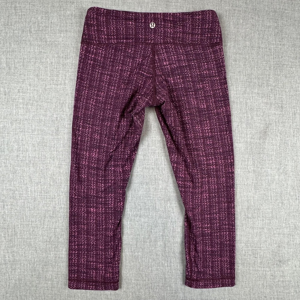 Lululemon Pants Womens 6 Purple Pink Space Dye Crop Leggings Yoga Athletic - Picture 2 of 8